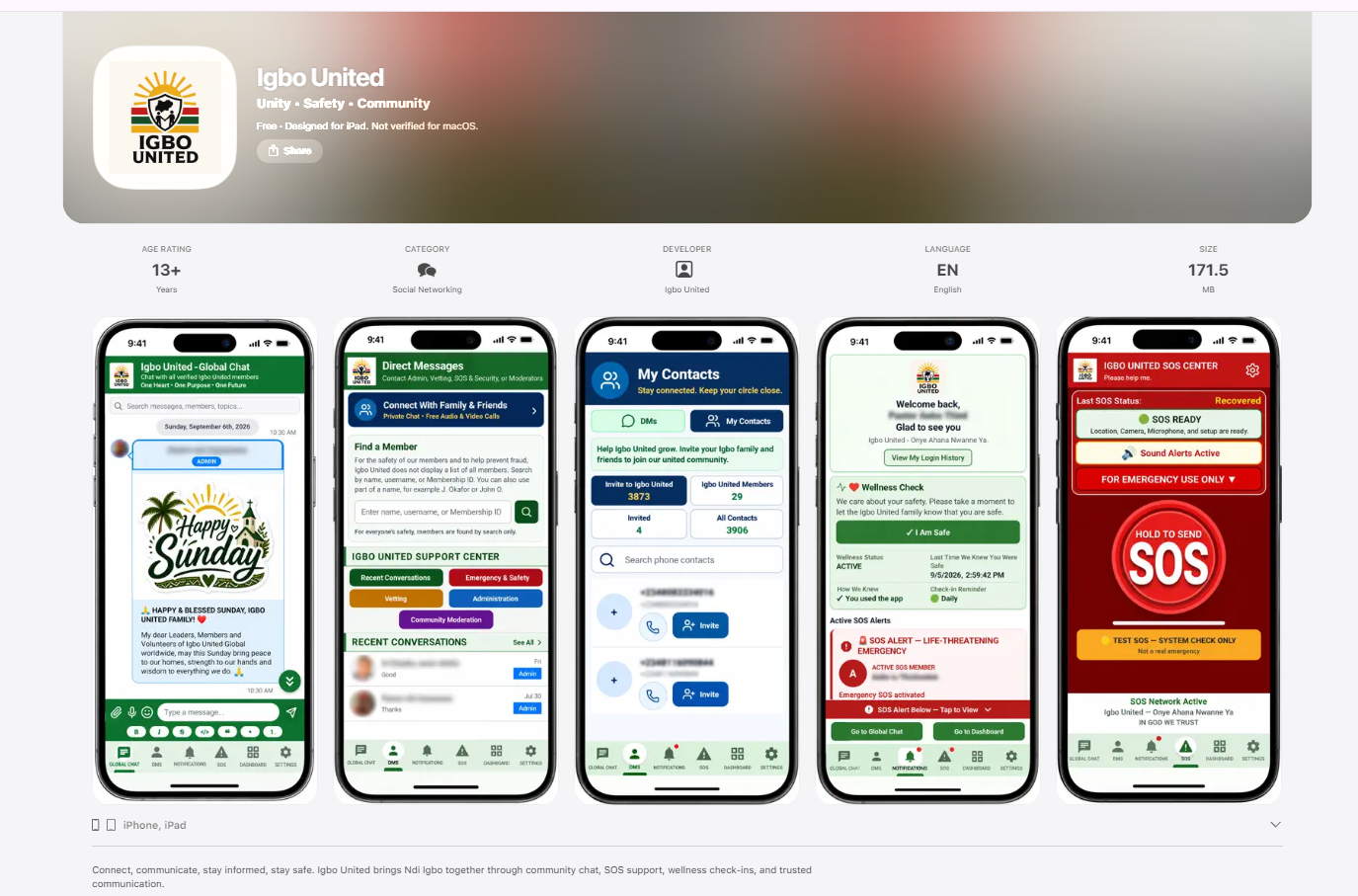 Igbo United app screens on the Apple App Store